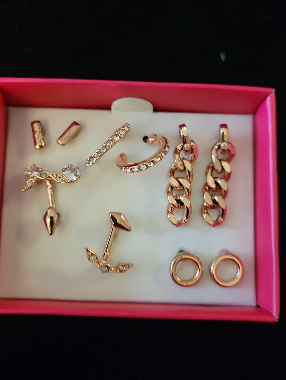 Women's Rose Gold Earring Set - 6 Pairs Mixed Styles